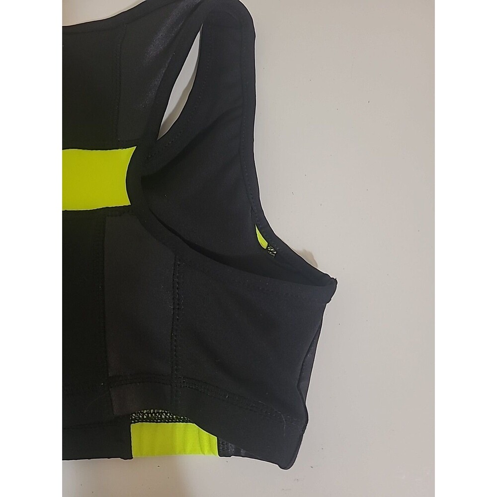 BCBG MAXAZRIA Women Black Neon Yellow Sports Bra Activewear Size Small Tags - Picture 6 of 11